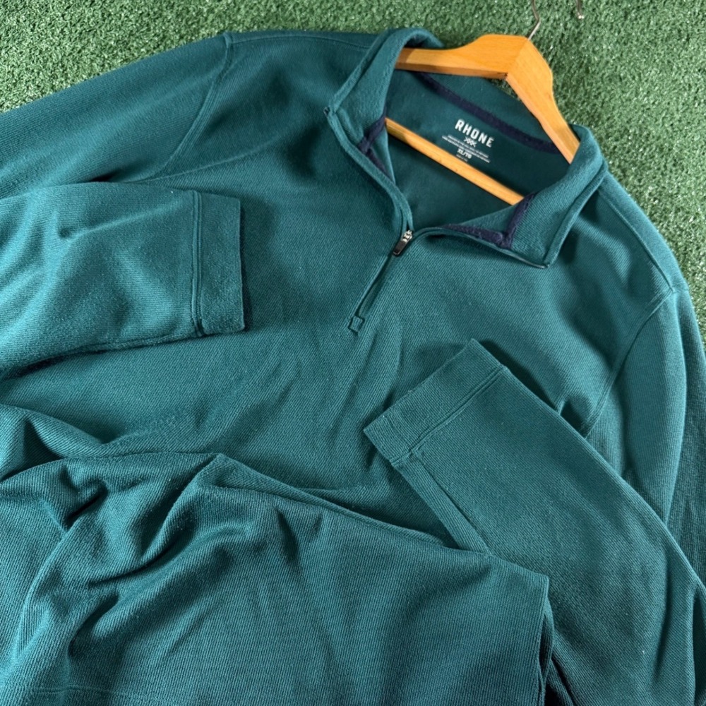 Rhone Quarter Zip Pullover Mens XL Green Textured‎ Long Sleeve Activewear